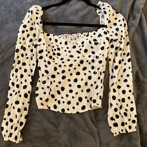 Reformation | Three quarter Sleeve | Polka dot crop top